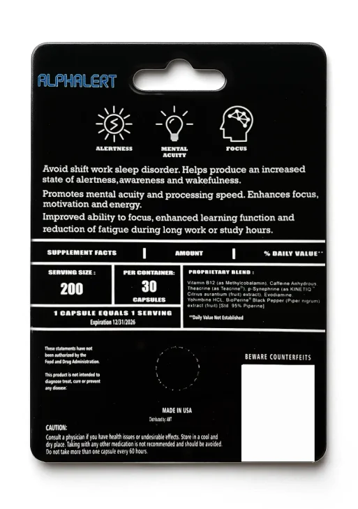ALPHALERT - Energy, Alertness, Focus Cognitive Enhancer Pill