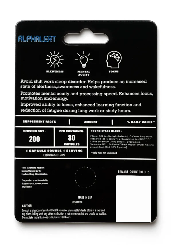 ALPHALERT - Energy, Alertness, Focus Cognitive Enhancer Pill - Image 1