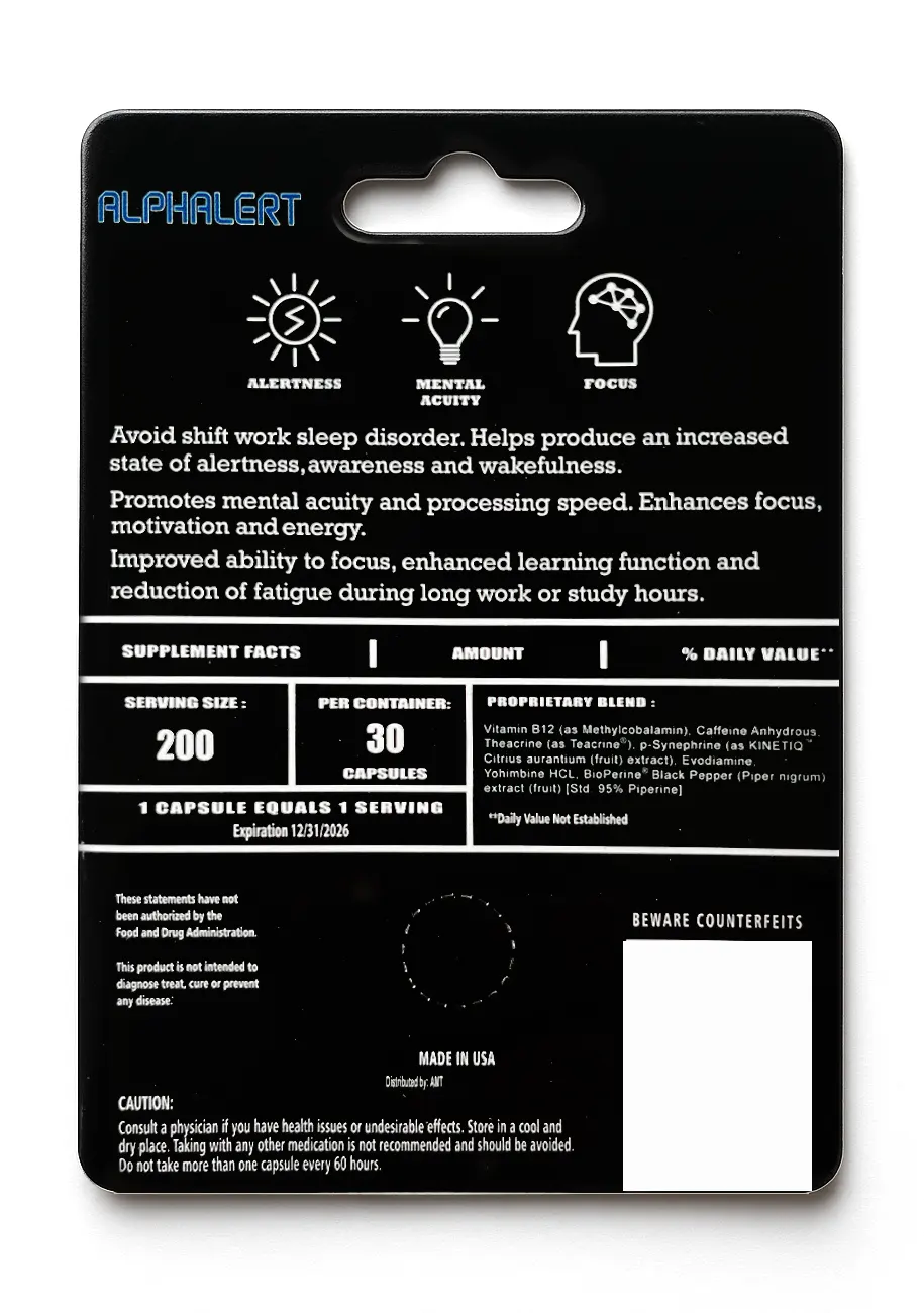 ALPHALERT - Energy, Alertness, Focus Cognitive Enhancer Pill - Image 1