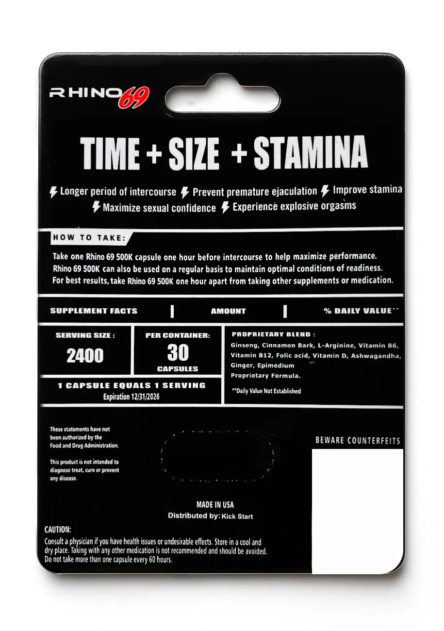 Rhino 69 Super Long Lasting - Fire 500K Titanium Male Enhancement Pill