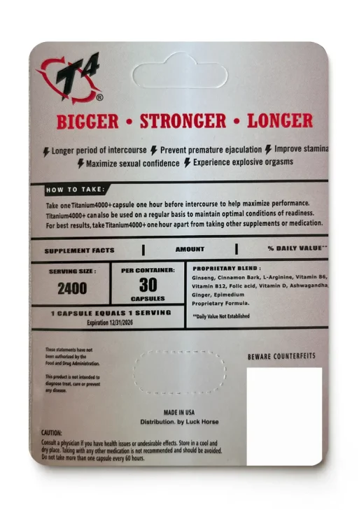 Titanium 4000+ - Male Enhancement + Energy Capsule