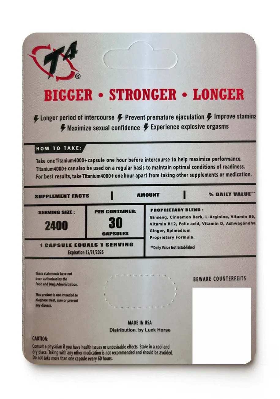 Titanium 4000+ - Male Enhancement + Energy Capsule