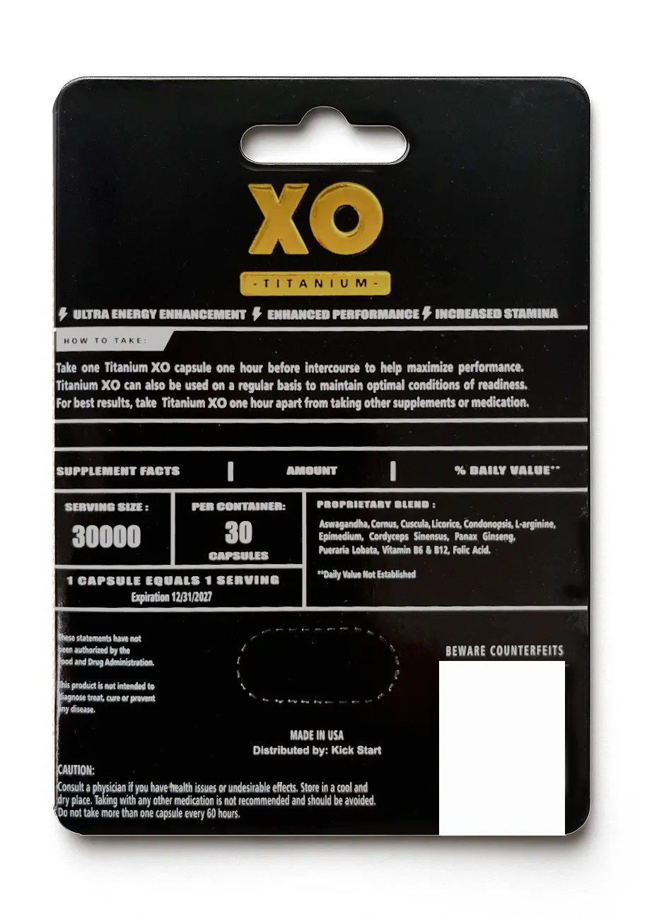 XO Titanium Male Enhancement Pill - Ultra Energy, Performance & Stamina - 1 Capsule Blister Pack - Image 1