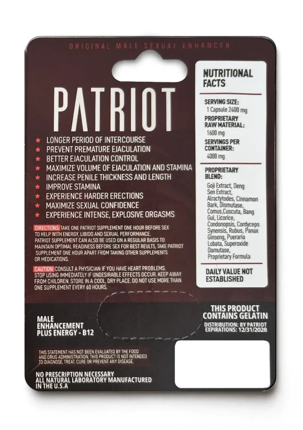PATRIOT™ Male Enhancement Pill - Image 1