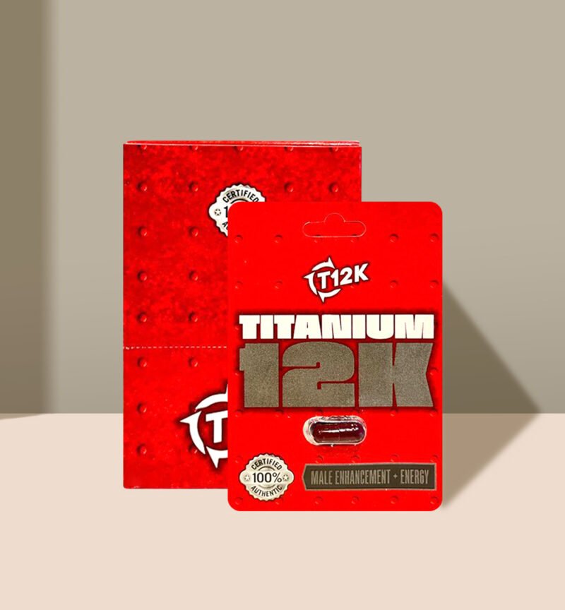 Red Titanium 12K packaging with 'Male Enhancement + Energy' label