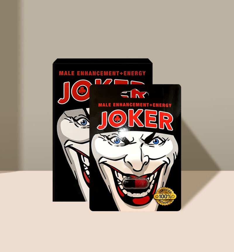 Joker-themed 'Male Enhancement + Energy' product packaging